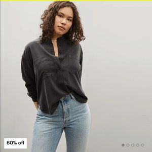 Everlane Washable Silk Henley in Black